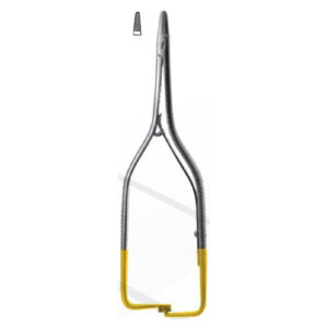 Needle Holders Boynton Tc, Gold Plated Square Spring Handles, Serrated Jaws, Cut Ratchet