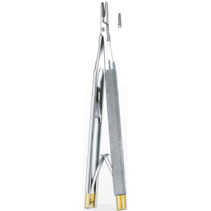Needle Holders Castroviejo - Barraquaer Tc, Gold Plated Round Handles, Stright Serrated Jaws, With Lock