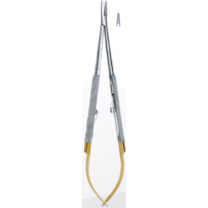 Needle Holders Castroviejo Tc, Gold Plated Round Spring Handles, Stright Serrated Jaws, With Lock