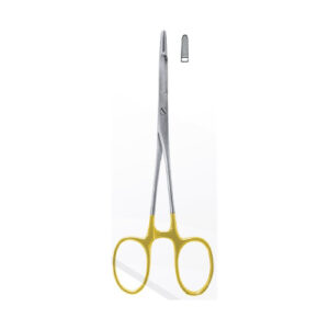 Needle Holders Olsen-Hegar Tc, Gold Plated Handles, Serrated Jaws Cut Ratchet & Scissor