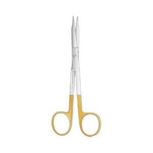 Dissecting Scissors Goldman-Fox Tc, Gold Plated Handles,Saw Edge Stright