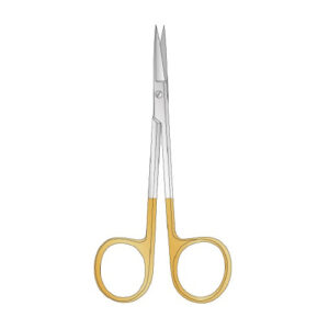 Dissecting Scissors Iris Tc, Gold Plated Handles, Stright