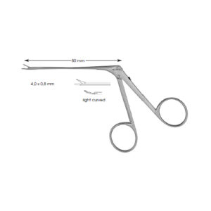 Micro Ear Scissors Bellucci 4,0 X Right Curved Shaft Length 80 mm
