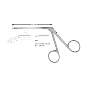 Micro Ear Wire Closure Forceps, Mcgee Downwards Curved 3,5 X