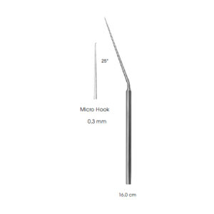 Micro Ear-Instruments, Micro Hook 25° 0,3 mm