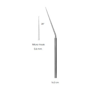 Micro Ear-Instruments, Micro Hook 25° 0,6 mm