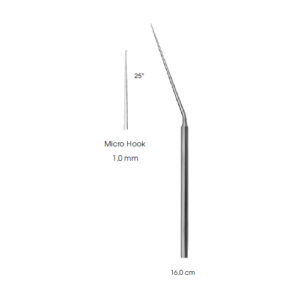 Micro Ear-Instruments, Micro Hook 25° 1,0 mm