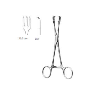 Tenaculum Forceps, Lahey, 3X3