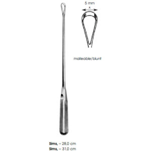 Uterine Curettes, Sims, ~ Malleable/Blunt X 5 mm